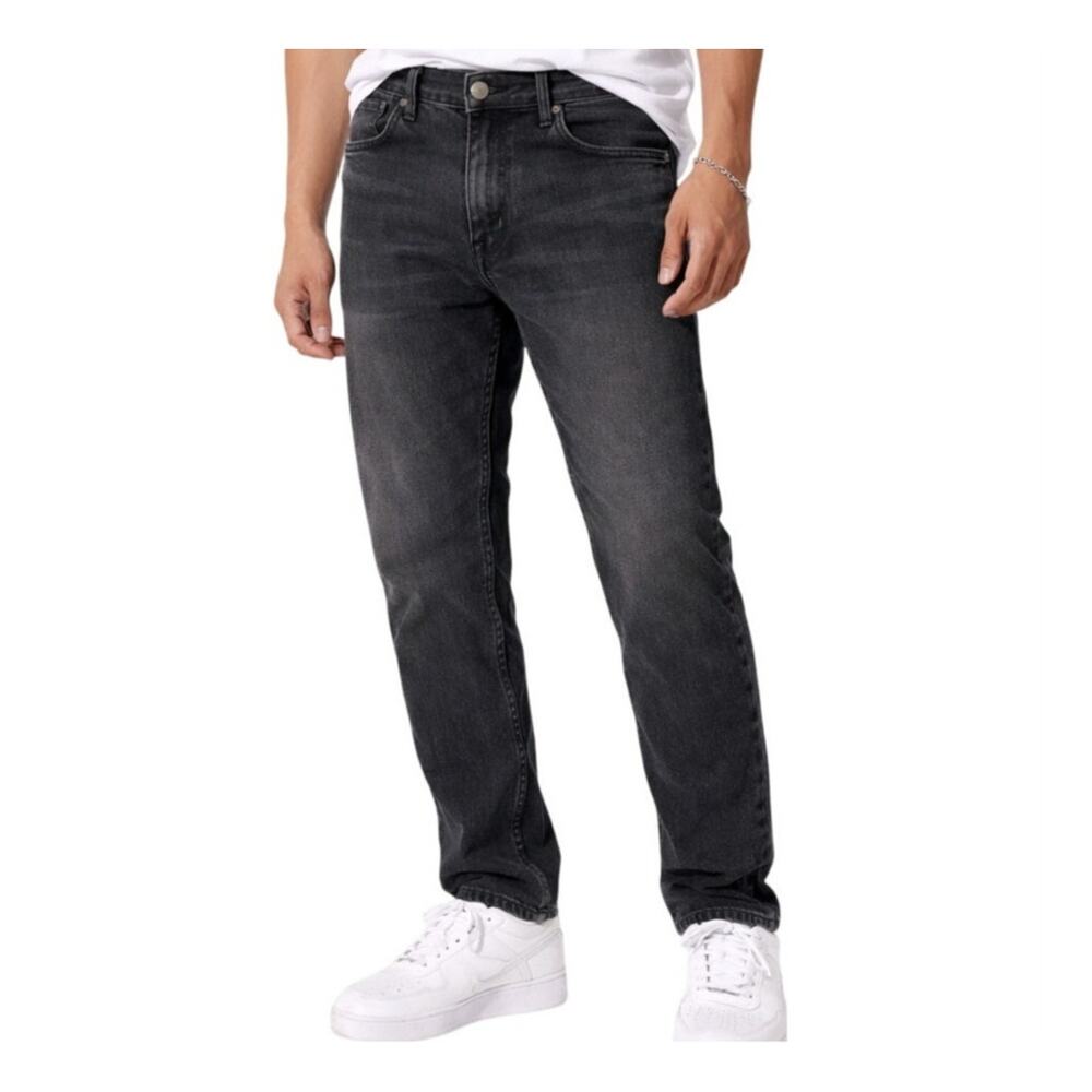 Levi’s 502 Black Tapered Jeans 33x30 Faded Wash Stretch Denim Modern Fit